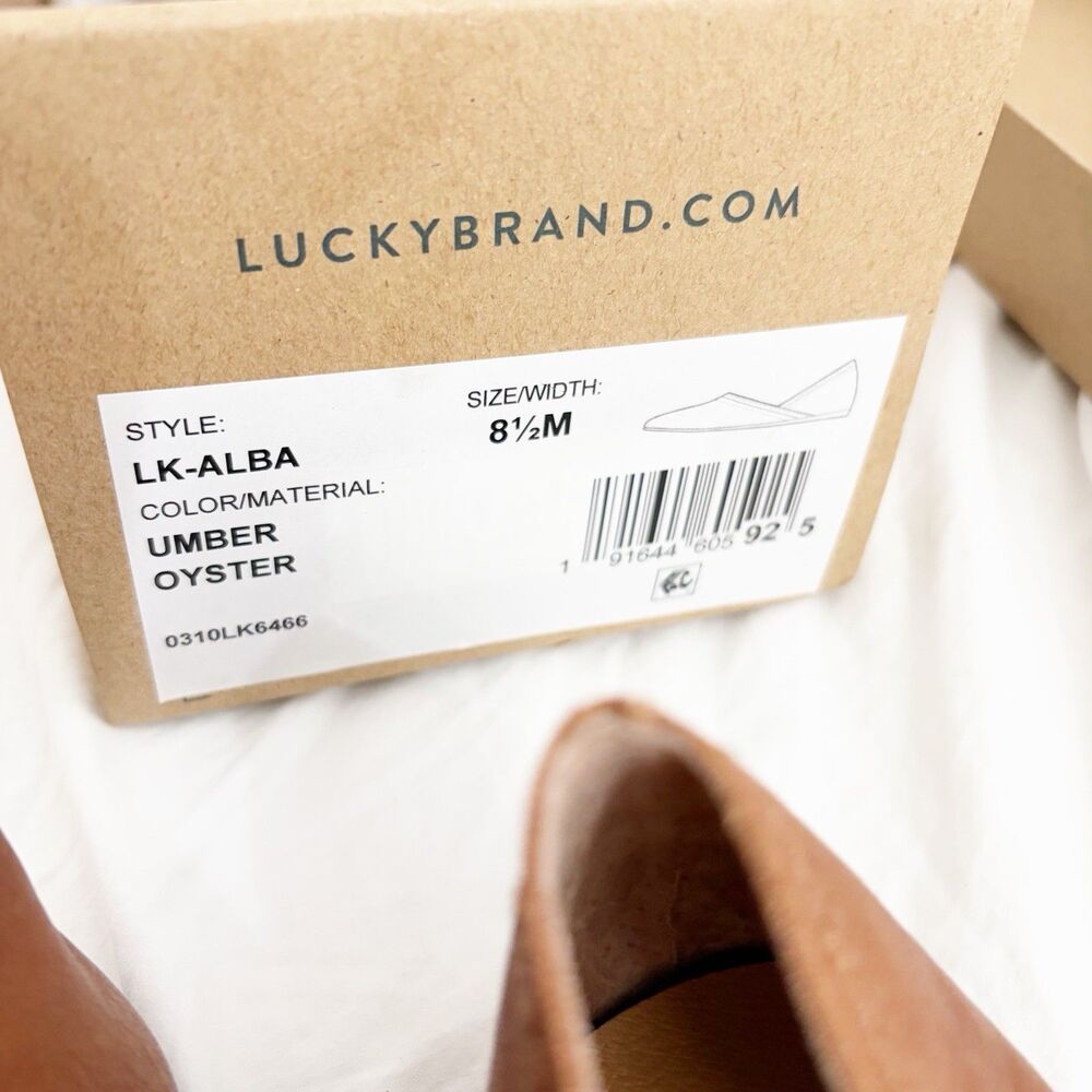 Lucky Brand Alba Womens Umber Ballet Square Toe Flat Size 8 1/2 8 LK-ALBA NIB - Picture 7 of 10